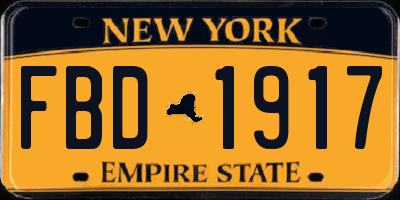 NY license plate FBD1917