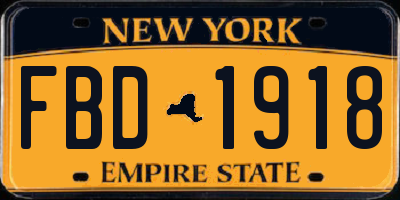 NY license plate FBD1918