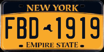 NY license plate FBD1919