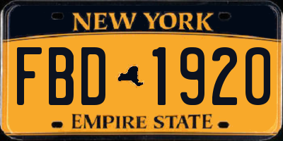 NY license plate FBD1920