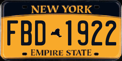 NY license plate FBD1922