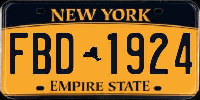 NY license plate FBD1924