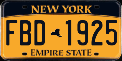 NY license plate FBD1925