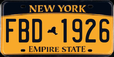 NY license plate FBD1926