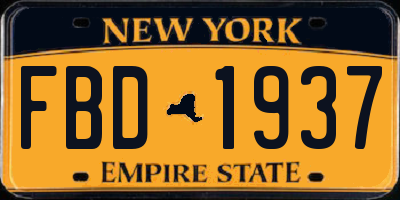 NY license plate FBD1937
