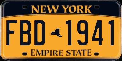 NY license plate FBD1941
