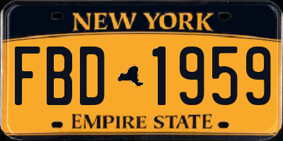 NY license plate FBD1959