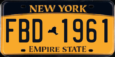 NY license plate FBD1961