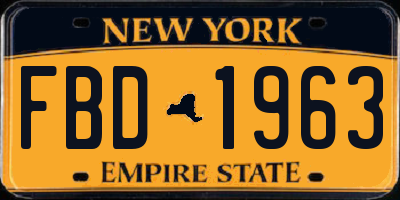 NY license plate FBD1963