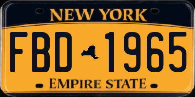 NY license plate FBD1965