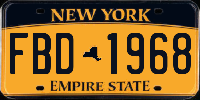 NY license plate FBD1968