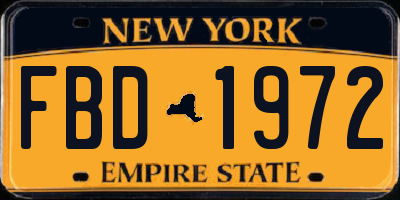 NY license plate FBD1972
