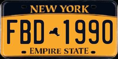 NY license plate FBD1990