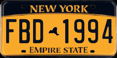 NY license plate FBD1994