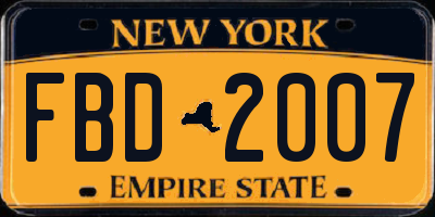 NY license plate FBD2007