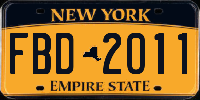 NY license plate FBD2011
