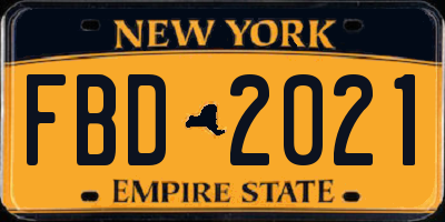 NY license plate FBD2021