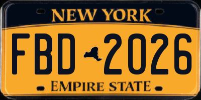 NY license plate FBD2026