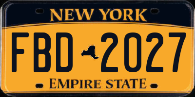 NY license plate FBD2027
