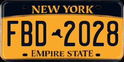 NY license plate FBD2028