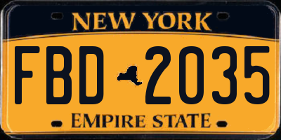 NY license plate FBD2035