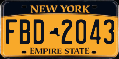 NY license plate FBD2043