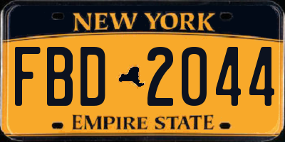 NY license plate FBD2044
