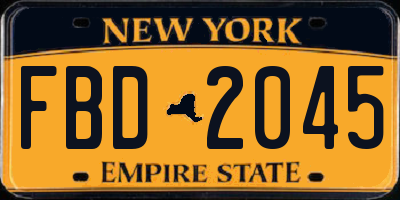 NY license plate FBD2045
