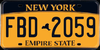 NY license plate FBD2059