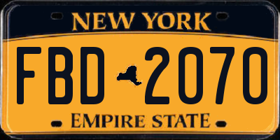 NY license plate FBD2070