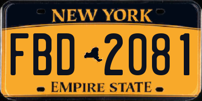 NY license plate FBD2081