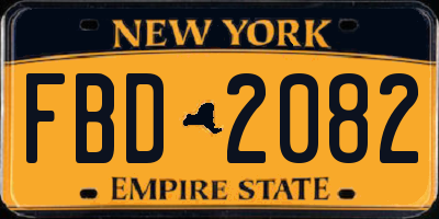 NY license plate FBD2082