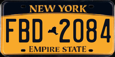 NY license plate FBD2084