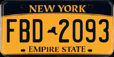 NY license plate FBD2093