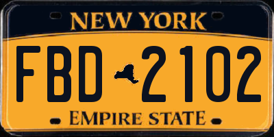 NY license plate FBD2102