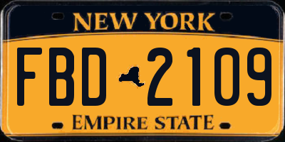 NY license plate FBD2109