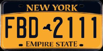 NY license plate FBD2111