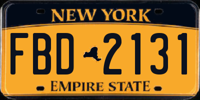 NY license plate FBD2131