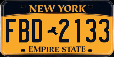 NY license plate FBD2133