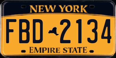 NY license plate FBD2134