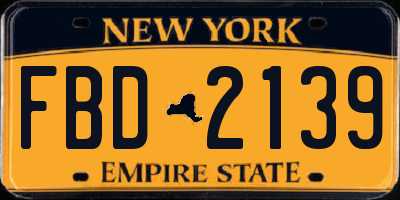 NY license plate FBD2139