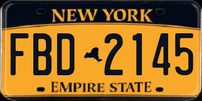 NY license plate FBD2145