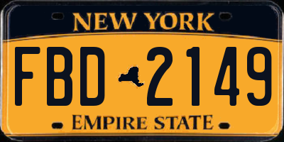 NY license plate FBD2149
