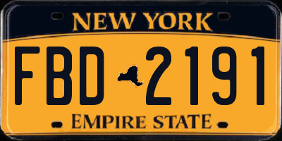 NY license plate FBD2191