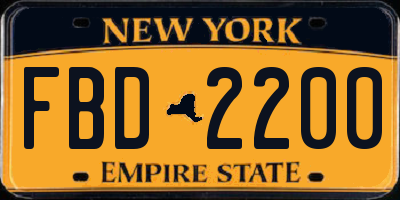 NY license plate FBD2200