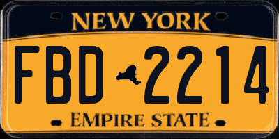 NY license plate FBD2214