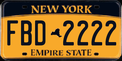 NY license plate FBD2222