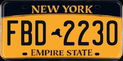 NY license plate FBD2230