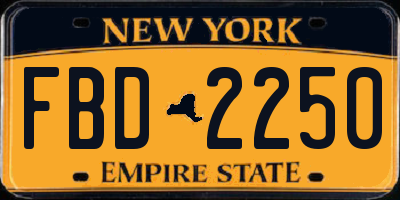 NY license plate FBD2250