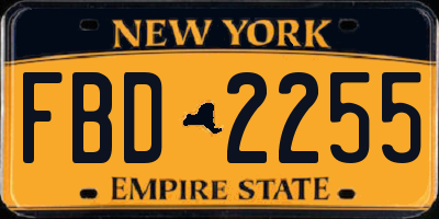 NY license plate FBD2255